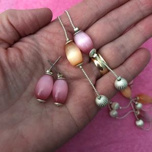 Vintage Silver tone necklace and earring set